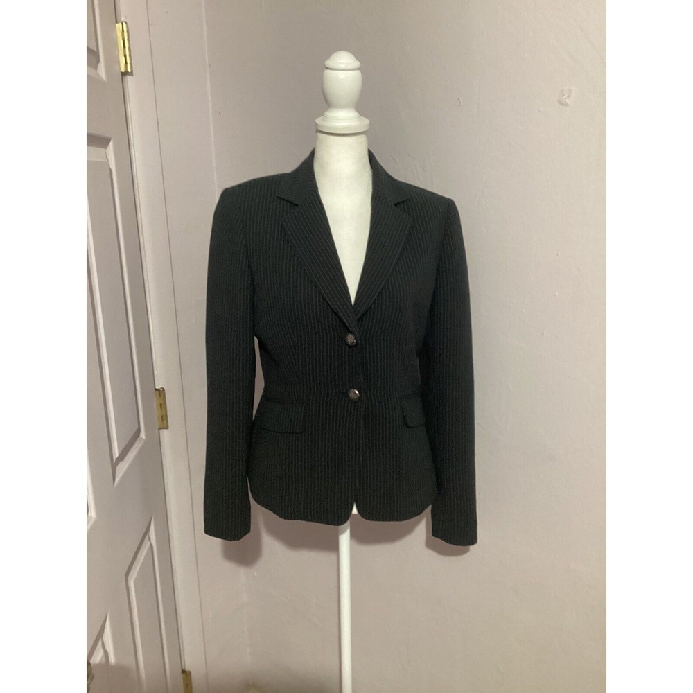 Tahari Arthur S Levine Womens Blazer Size 4 Black Pinstriped